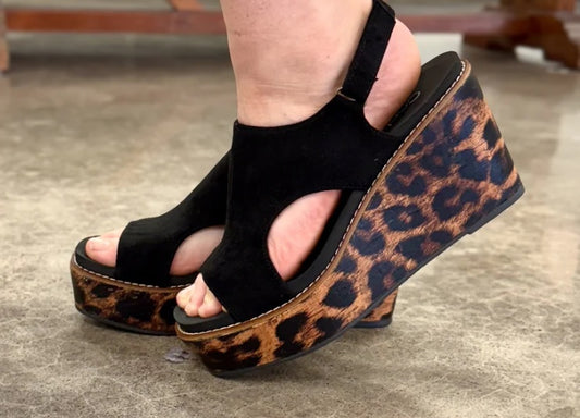 Black leopard Corky Wedge