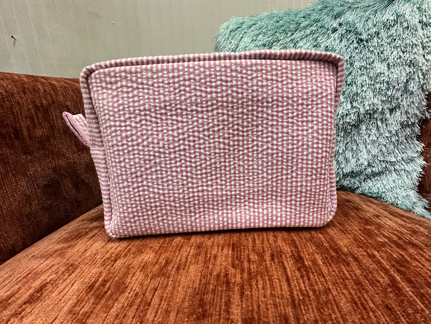 Seersucker toiletry bags