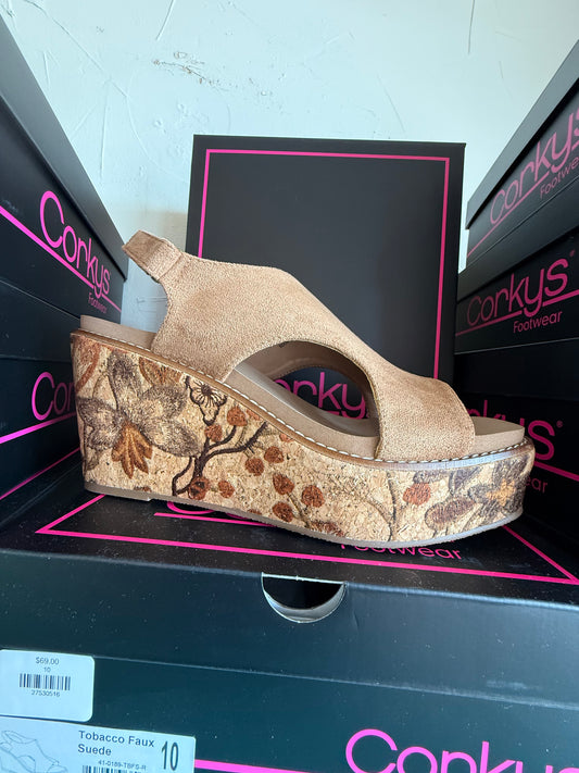 Freddie Tobacco Faux Suede Wedge