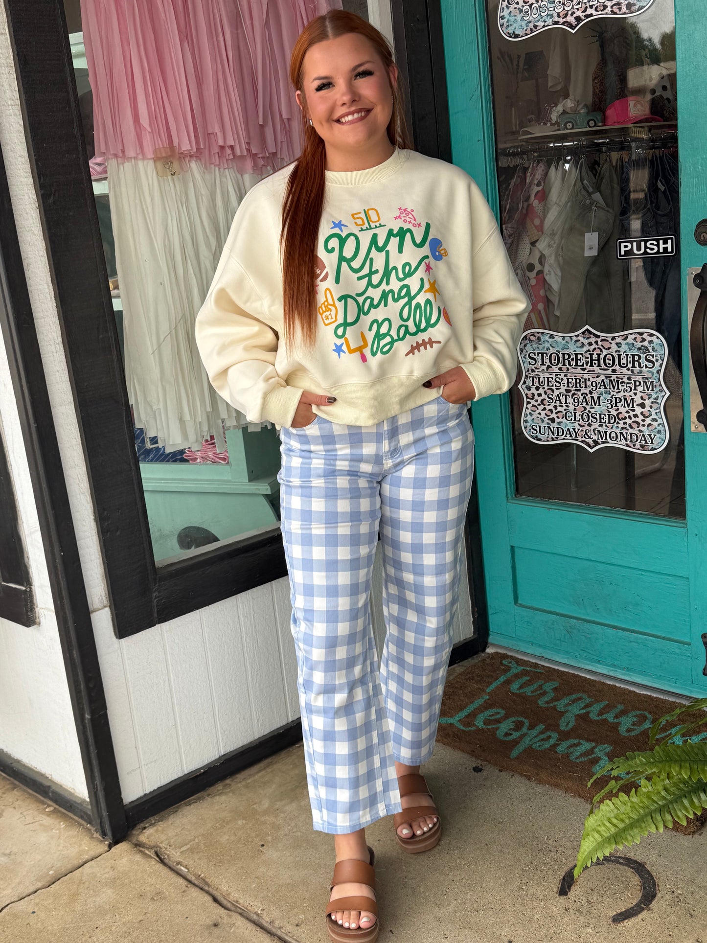 Nothing but Blue Skies gingham check pants