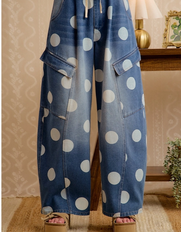Happy Dot Barrel Jeans
