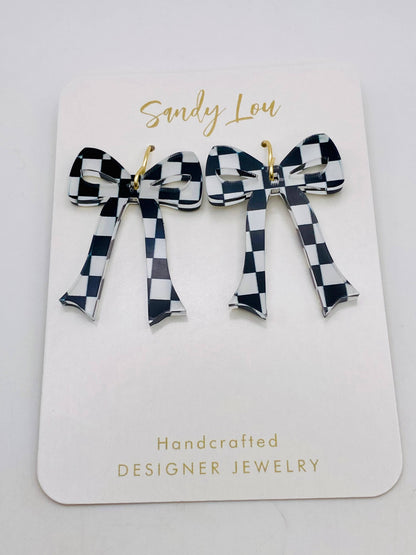  Game Day Nascar Team Spirit Acrylic Bows Dangles  