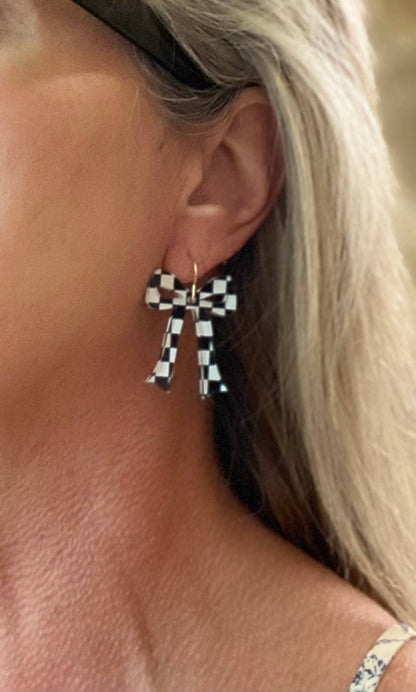  Game Day Nascar Team Spirit Acrylic Bows Dangles  