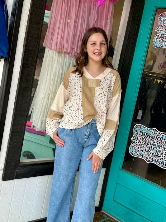 Shades of Fall Patchwork Blouse