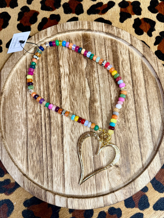 Multi color heart necklace
