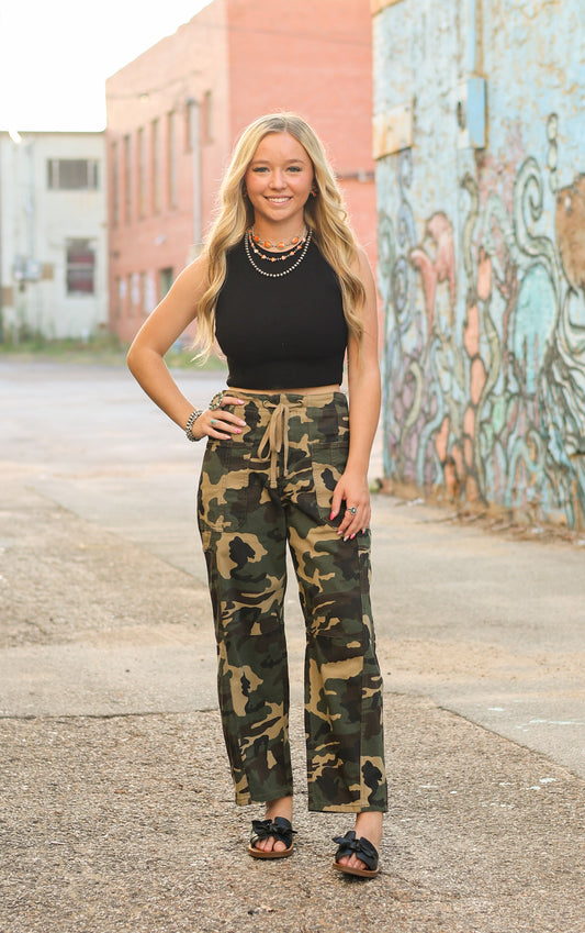 camo barrel jeans