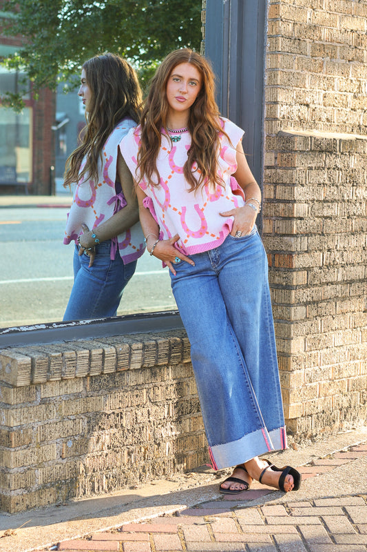 Risen straight leg jeans
