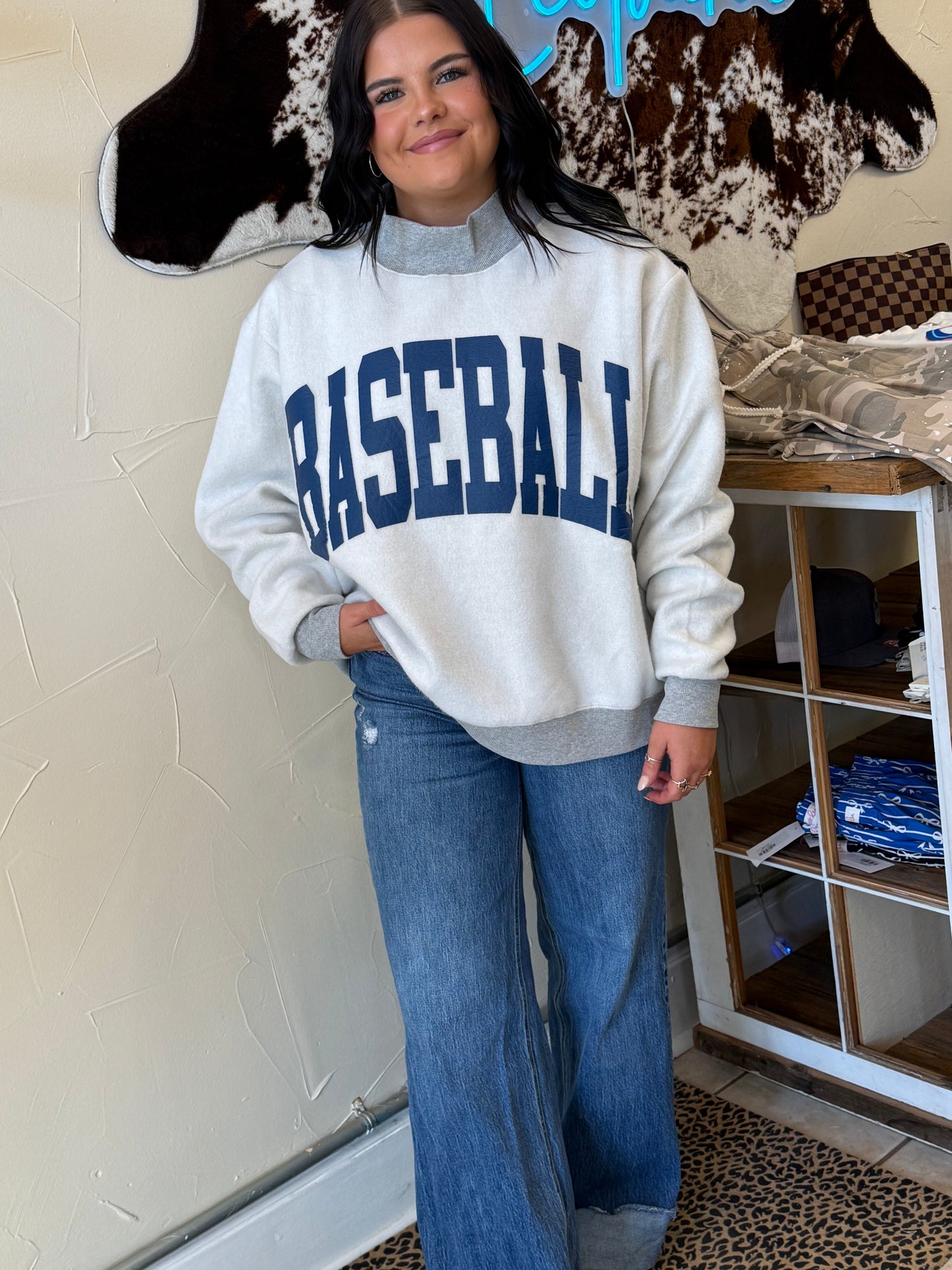 Baseball reversible mock neck