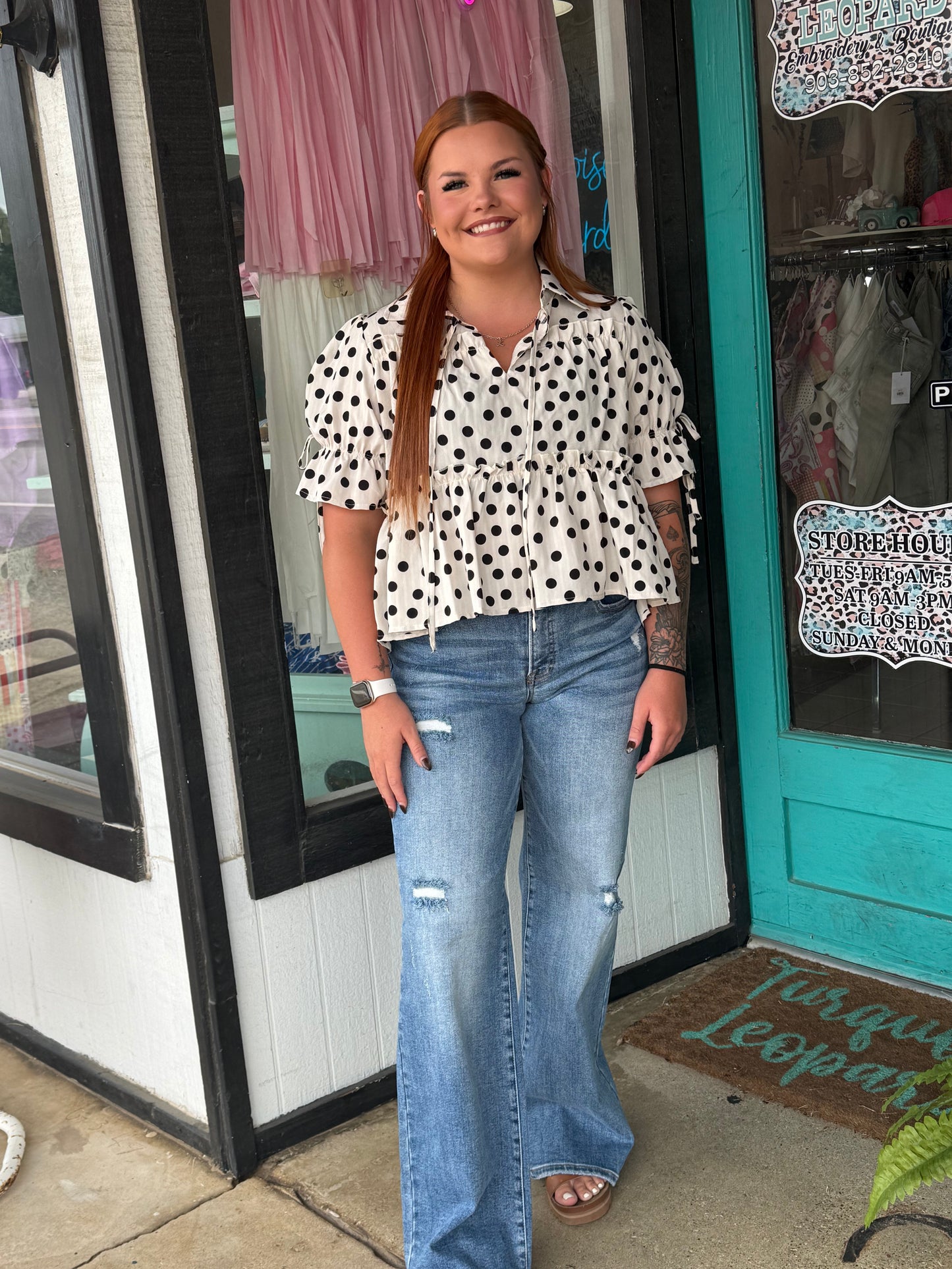 Dancing Dots Ruffle top
