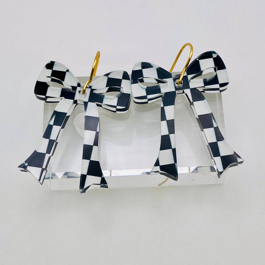  Game Day Nascar Team Spirit Acrylic Bows Dangles  