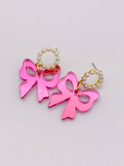 PEARLS WITH BOWS SUMMER EARRINGS