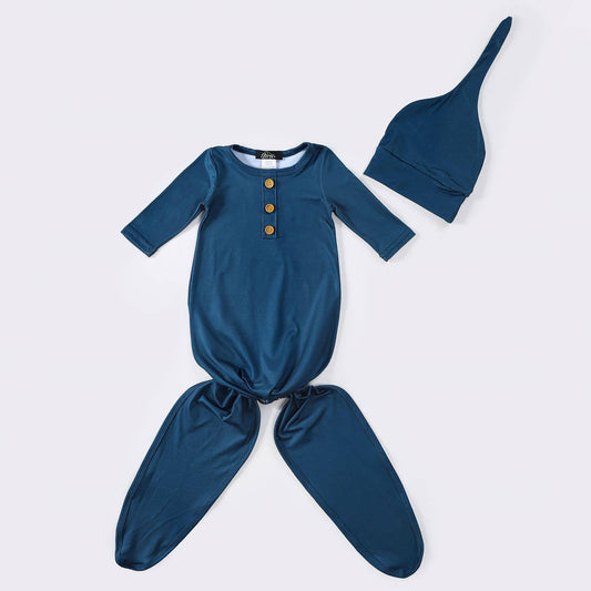 Oxford Blue Baby Knotted Gown