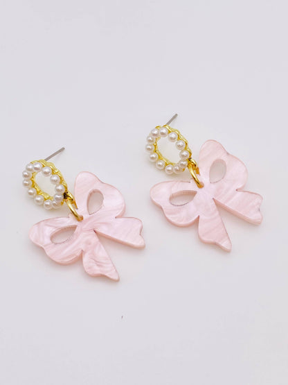 PEARLS WITH BOWS SUMMER EARRINGS  